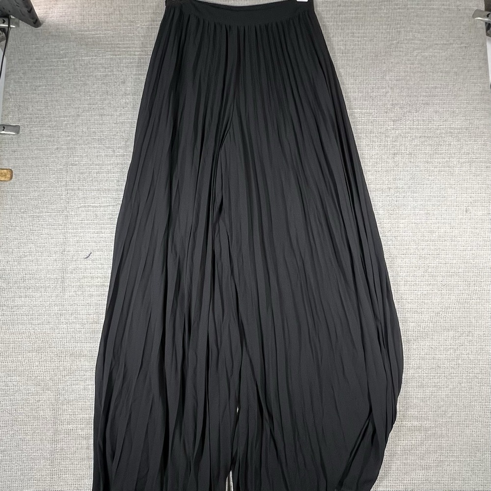 Long Tall Sally Pleated Wide Leg Trouser Us 8 Pants High Rise Black